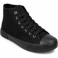Spot On Men's High Top Canvas Lace Up Trainers in True Black | Size: 8