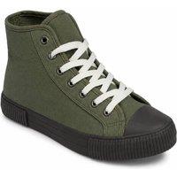 Spot On Men's High Top Canvas Lace Up Trainers in Khaki | Size: 8