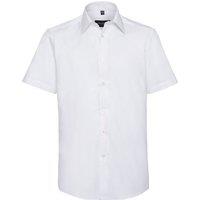 Russell Collection Men's Oxford Easy-Care Tailored Short-Sleeved Shirt in White | Size: 18.5 in