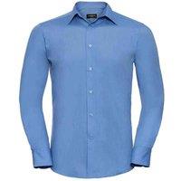Russell Collection Men's Polycotton Easy-Care Long-Sleeved Formal Shirt in Blue | Size: XL