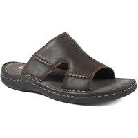 Pavers Men's Slip On Leather Mule Sandals in Dark Brown | Size: 7