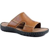 Pavers Men's Slip On Leather Mule Sandals in Tan | Size: 10