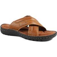 Pavers Men's Leather Mule Sandals in Tan | Size: 7