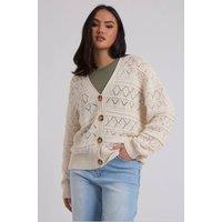 Urban Bliss Women's Pointelle Cardigan in Cream | Size: Small