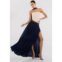 Goddiva Women's Side Split Jersey Maxi Skirt in Light Green | Size: Medium