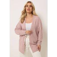 Yours Women's Soft Touch Knitted Cardigan in Light Pink | Size: 26-28