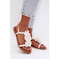 Love Lace Women's Elegant Flower Accent Sandals with Adjustable Buckle Strap in White | Size: 6.5