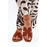 Love Lace Women's Cutout Strap Flat Heel Sandals for Everyday Wear in Brown | Size: 5.5