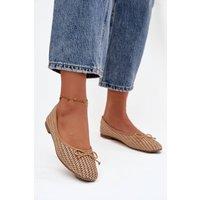 Love Lace Women's Braided Ballet Flats with Bow & Rounded Toe Comfort Everyday in Beige | Size: 4.5