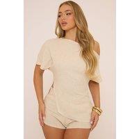 EGO Women's Short Sleeve Off-The Shoulder Top in Ecru | Size: 8