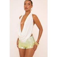 EGO Women's Sequin Mid Rise Shorts in Lime | Size: 14