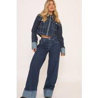 EGO Women's Wide Leg Denim Mid Rise Jeans in Indigo | Size: 6
