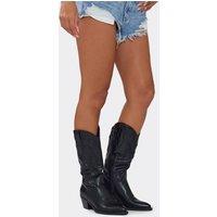 EGO Women's Western Embroidered Faux Leather Block Heel Boots in Black | Size: 8