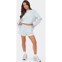 EGO Women's Marl Mid Rise Mini Shorts in Pale Blue | Size: 8