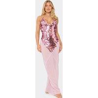 EGO Women's Strappy Plunging Neckline Sequin Maxi Dress in Pink | Size: 6