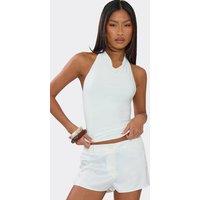 EGO Women's Satin Mid Rise Shorts in Cream | Size: 10