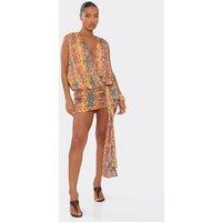 EGO Women's Sleeveless Ruched Mini Dress in Tangerine | Size: 8