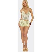 EGO Women's Polka Dot Mid Rise Shorts in Yellow | Size: 10