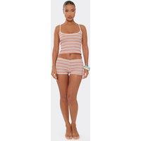 EGO Women's Scoop Neck Striped Low Rise Shorts in Pink | Size: 6