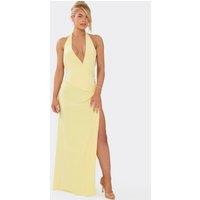 EGO Women's Sleeveless Drape Maxi Dress in Lemon | Size: 8