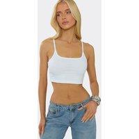 EGO Women's Strappy Square Neck Cropped Vest in White | Size: 10