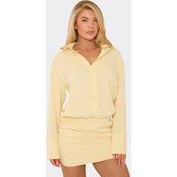 EGO Women's Long Sleeve Button Mini Dress in Lemon | Size: 8