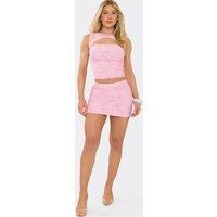 EGO Women's Lace Mid Rise Mini Skirt in Baby Pink | Size: 6