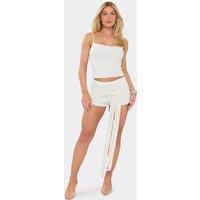 EGO Women's Drape Textured Low Rise Shorts in Cream | Size: 8