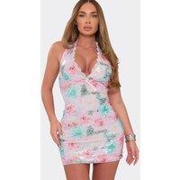 EGO Women's Sleeveless Lace Trim Floral Mini Dress in White | Size: 8