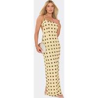 EGO Women's Strappy Straight Neck Polka Dot Maxi Dress in Yellow | Size: 6