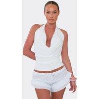 EGO Women's Textured Mini Shorts in White | Size: 12