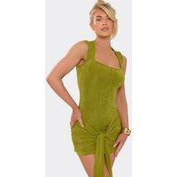 EGO Women's Sleeveless Square Neck Drape Mini Dress in Green | Size: 10