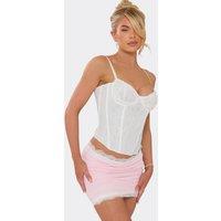 EGO Women's Lace Trim Mesh Low Rise Mini Skirt in Light Pink | Size: 10