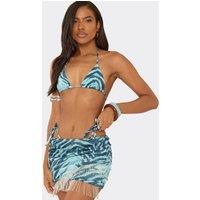 EGO Women's Ruched Mini Skirt in Mid Blue | Size: 10