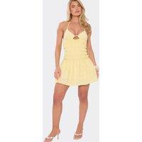 EGO Women's Strappy Ruched Mini Dress in Lemon | Size: 6