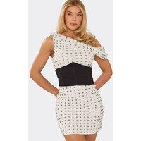 EGO Women's Sleeveless Polka Dot Mini Dress in White | Size: 6