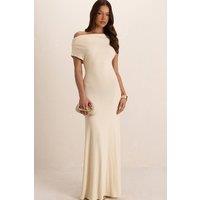 EGO Women's Slouchy Short Sleeve Ribbed Maxi Dress in Cream | Size: Small