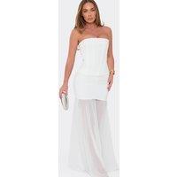 EGO Women's Mesh Low Rise Maxi Skirt in White | Size: 10