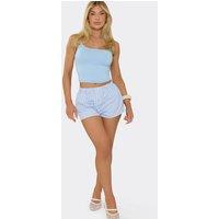 EGO Women's Wide Leg Button Striped Mid Rise Shorts in Blue | Size: 12