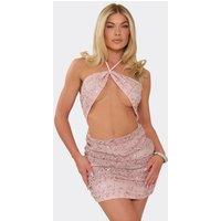 EGO Women's Sleeveless Cut Out Textured Mini Dress in Light Pink | Size: 8