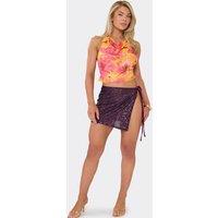 EGO Women's Tie Side Mini Skirt in Purple | Size: 8