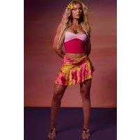 EGO Women's Ruched Floral Mini Skirt in Gold | Size: 6