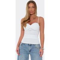 EGO Women's Strappy Sweetheart Neckline Ruched Vest in White | Size: Medium/Large