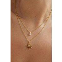 Serla Women's Gold Plated Star Layered Necklace