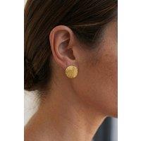 Serla Women's Gold Plated Round Textured Earrings