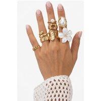 Serla Women's Floral Gold Fashion Ring Set