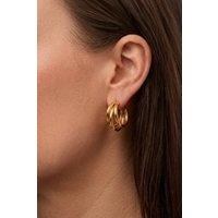 Serla Women's Gold Plated Triple Hoop Earrings