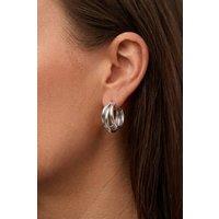 Serla Women's Silver Triple Hoop Earrings