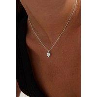 Serla Women's Silver Diamond Heart Pendant Necklace