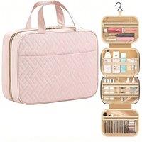 Quipulse Women's Hanging Multi-Compartment Toiletry Bag in Pink